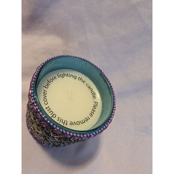 Jeweled Beaded Candle Purple Blue Green - Picture 2 of 2